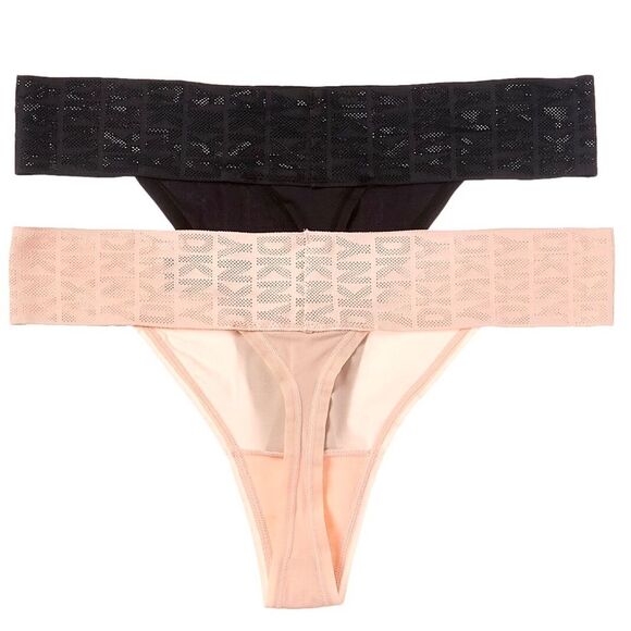 DKNY Stretch Thongs - Black & Pink (Set of 2) - Picture 2 of 6